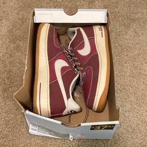 Nike Air Force 1 Premium 6.5Y GS Team Red/White/Burgundy/ Gum Brown 748981-600